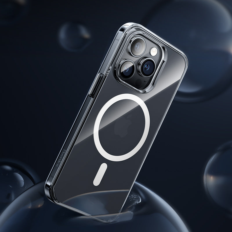 Apple iPhone 14 Pro Max Kılıf Wireless Şarj Destekli Benks Yeni Magnetik Crystal PC Kapak Renksiz