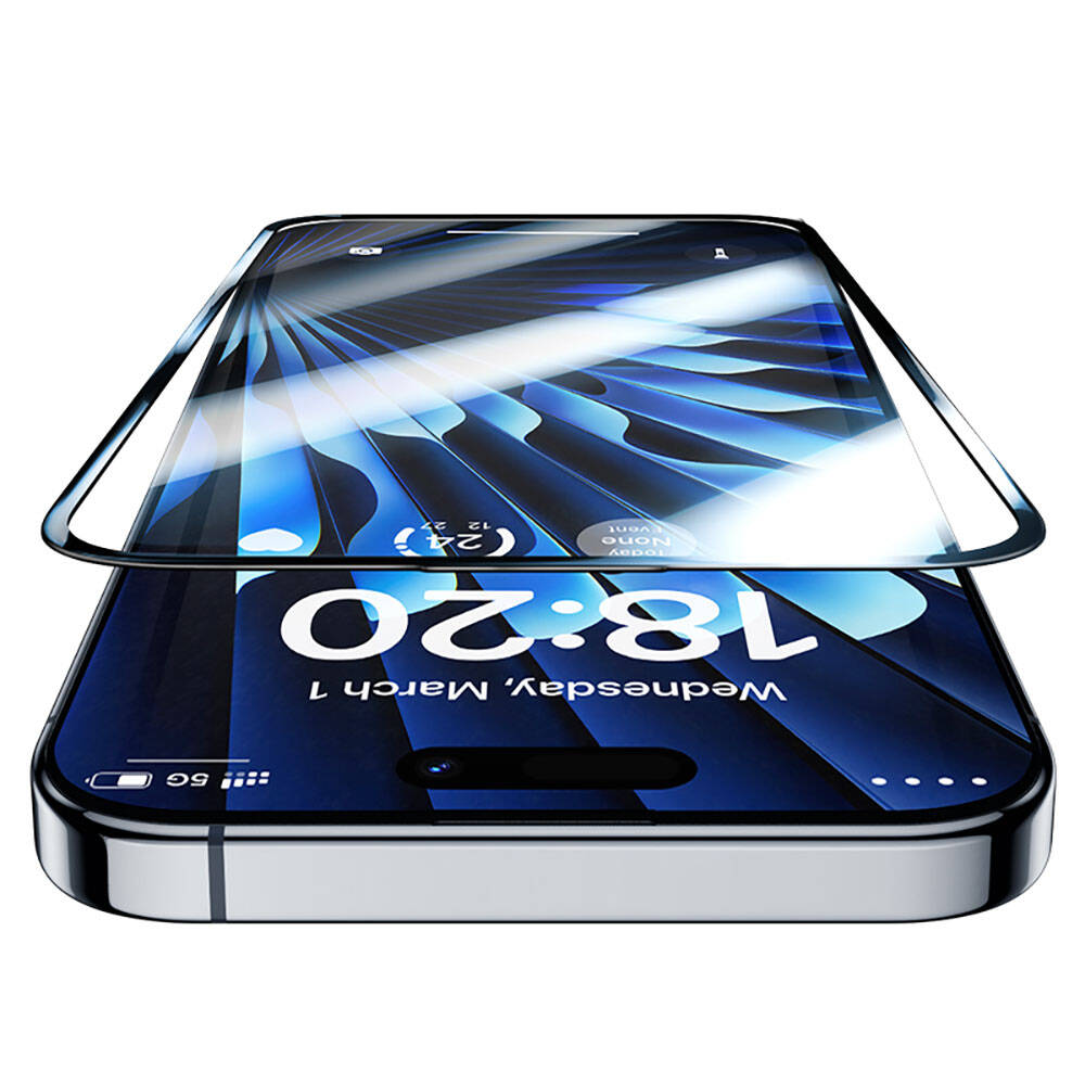 Apple iPhone 15 Benks V Pro Safir Shield Ekran Koruyucu + Kolay Uygulama Aparatlı Siyah