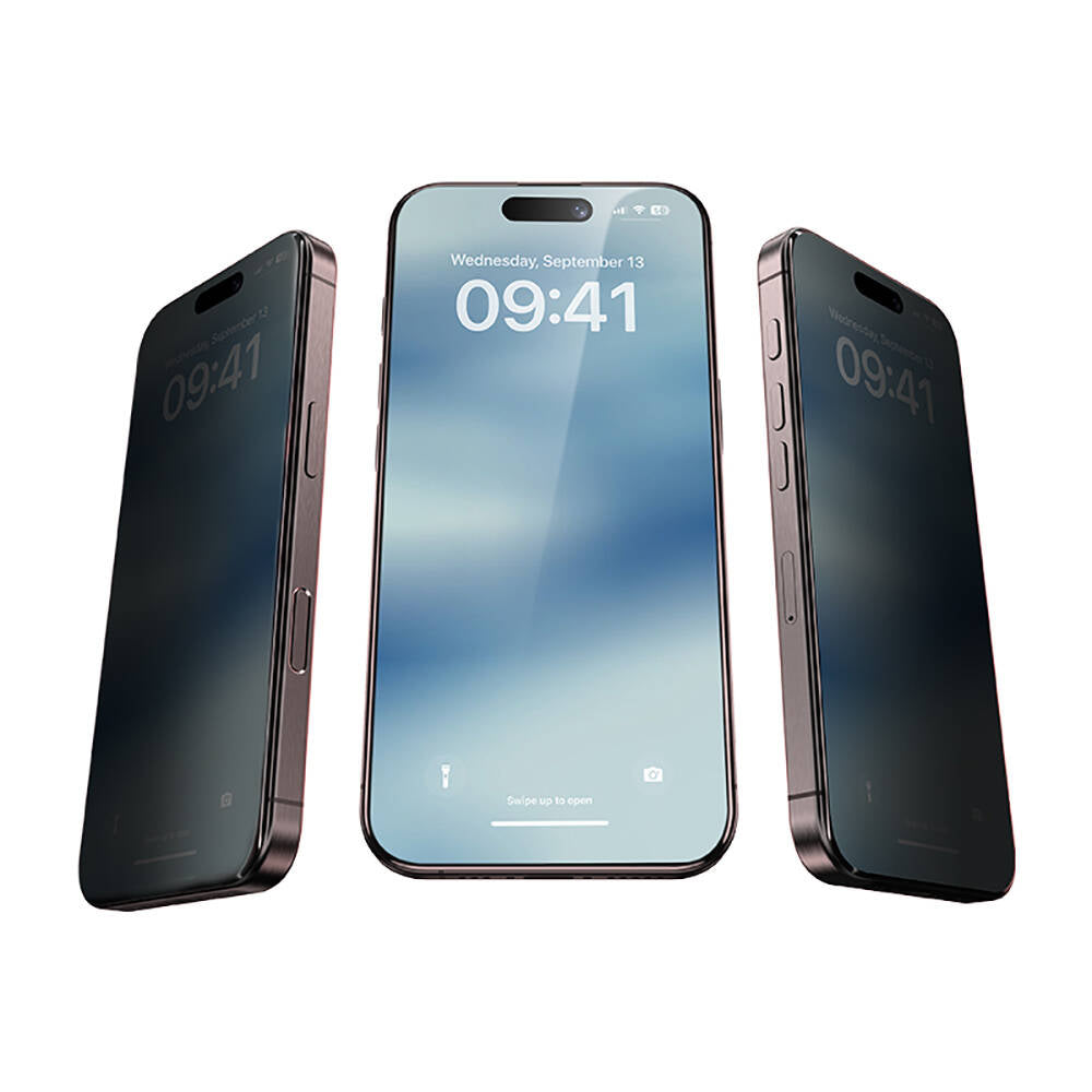 Apple iPhone 15 Hidrofobik Ve Oleofobik Özellikli Benks Privacy Air Shield 04.mm Ekran Koruyucu 10'lu Paket Şeffaf