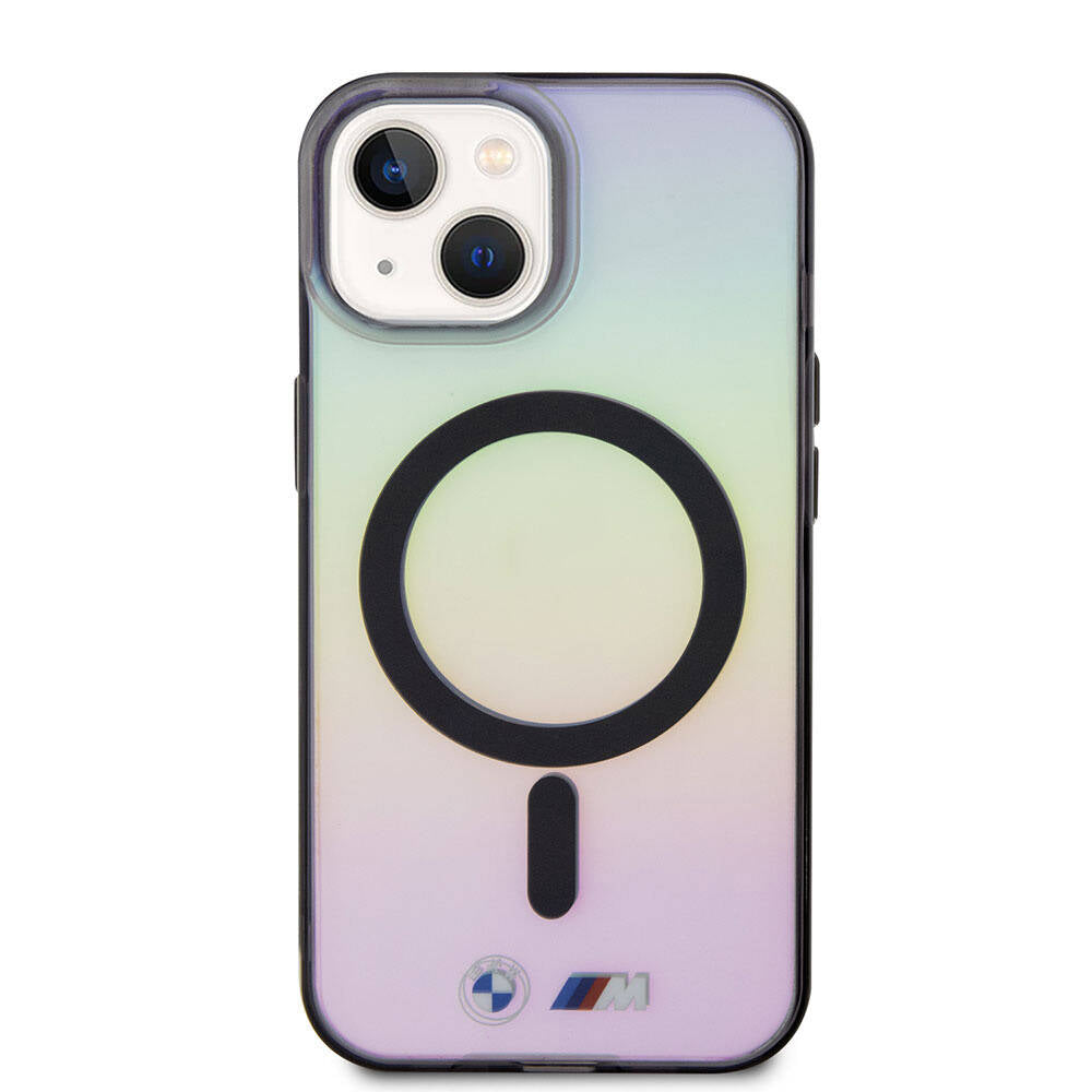 Apple iPhone 15 Kılıf BMW M-safe Şarj Özellikli Transparan Renk Geçişli Iridescent Orjinal Lisanslı Kapak Karışık