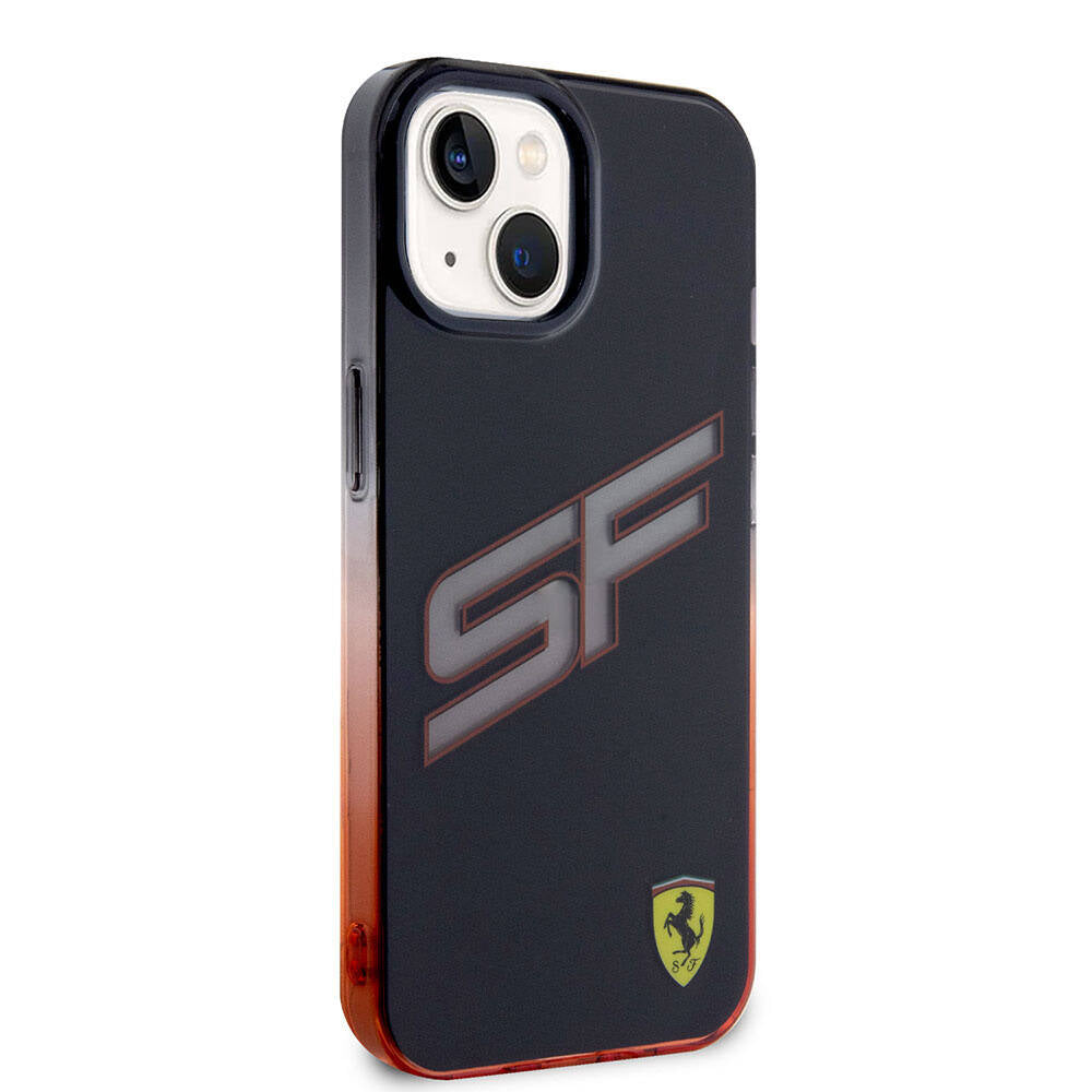 Apple iPhone 15 Kılıf Ferrari Orjinal Lisanslı Transparan SF Yazılı Kenarları Renk Geçişli Kapak Siyah