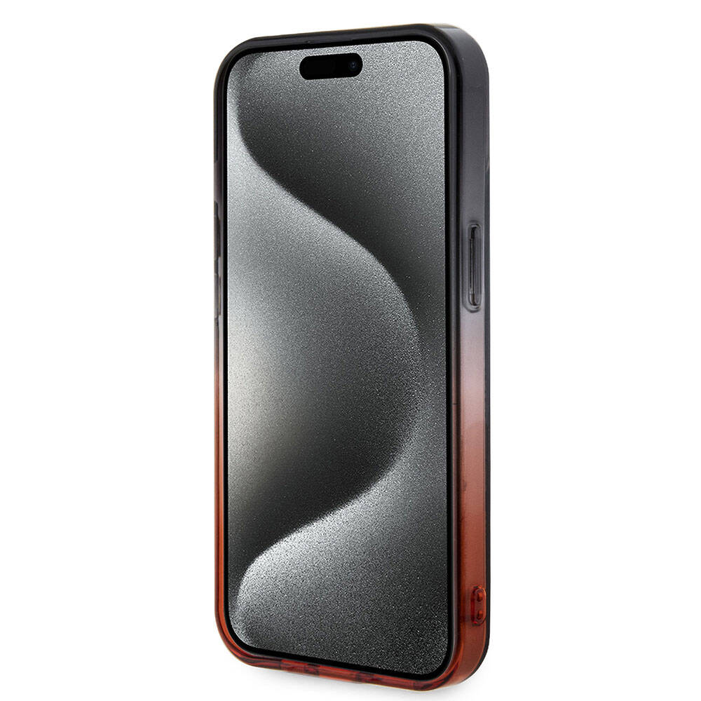 Apple iPhone 15 Kılıf Ferrari Orjinal Lisanslı Transparan SF Yazılı Kenarları Renk Geçişli Kapak Siyah