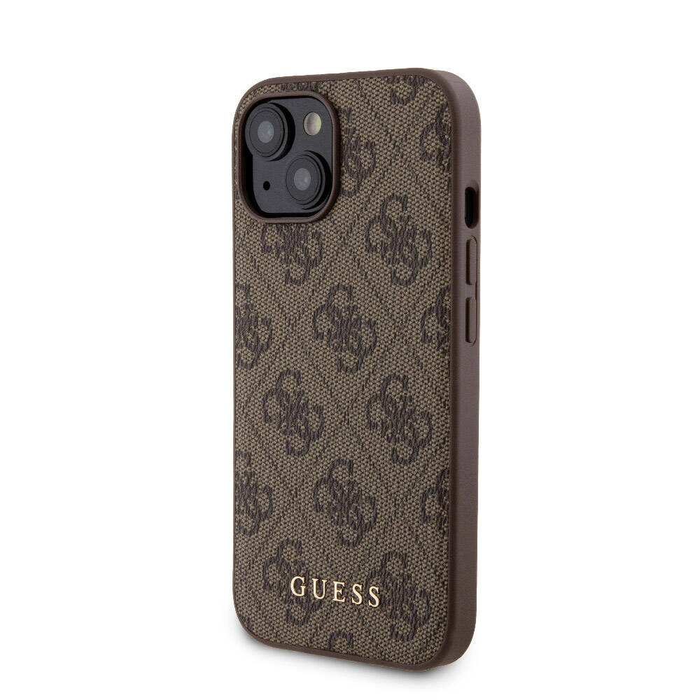Apple iPhone 15 Kılıf Guess Orjinal Lisanslı M-safe Şarj Özellikli Yazı Logolu 4G Desenli Kapak + Powerbank 5000mAh 2in1 Set Siyah