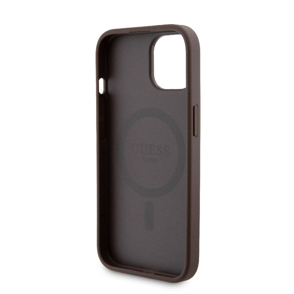 Apple iPhone 15 Kılıf Guess Orjinal Lisanslı M-safe Şarj Özellikli Yazı Logolu 4G Desenli Kapak + Powerbank 5000mAh 2in1 Set Siyah