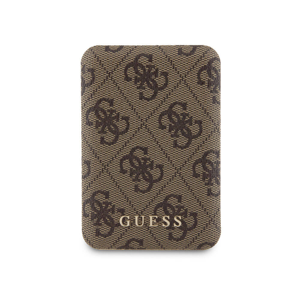 Apple iPhone 15 Kılıf Guess Orjinal Lisanslı M-safe Şarj Özellikli Yazı Logolu 4G Desenli Kapak + Powerbank 5000mAh 2in1 Set Siyah