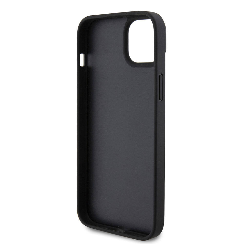Apple iPhone 15 Kılıf Guess Orjinal Lisanslı PU Deri Askılı Taşlı Üçgen Logo 4G Desenli Strass Crossbody Kapak Kahverengi