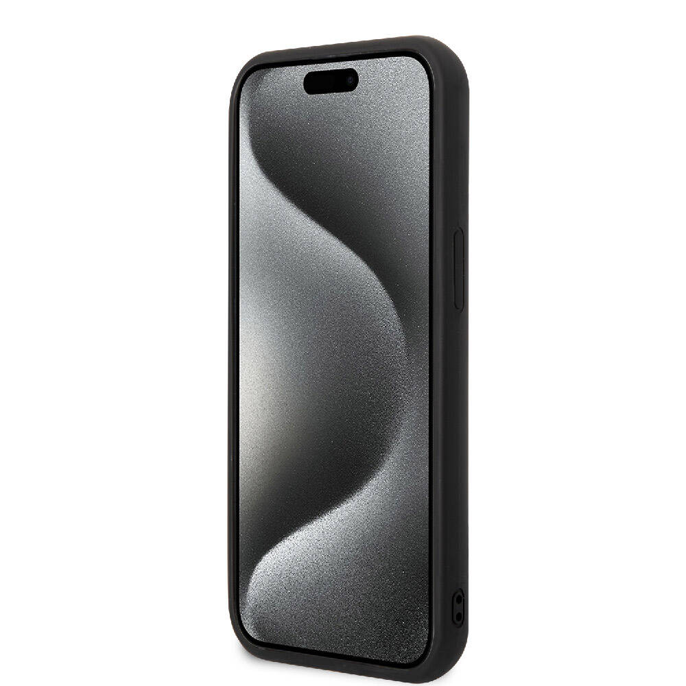 Apple iPhone 15 Kılıf Hello Kitty Orjinal Lisanslı Yazı ve İkonik Logolu 3D Rubber Kitty Head Kapak Siyah