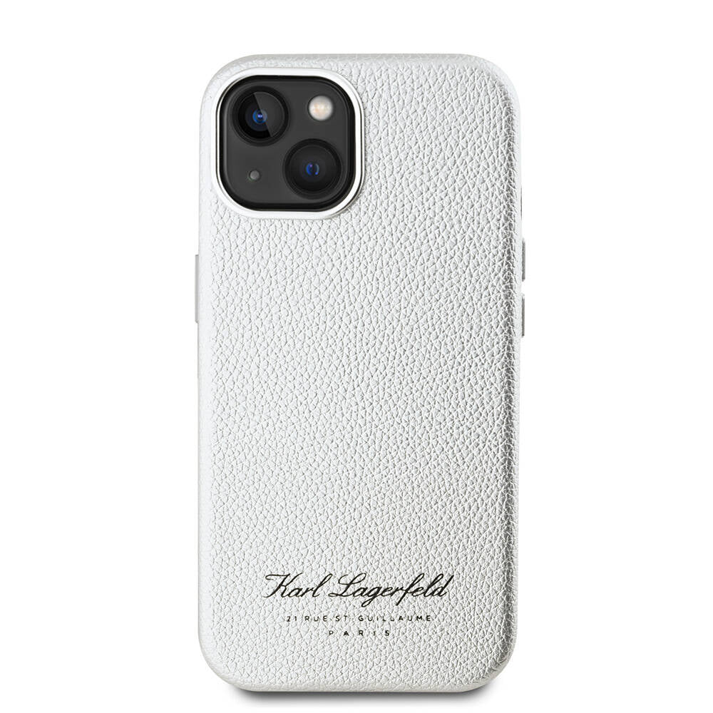 Apple iPhone 15 Kılıf Karl Lagerfeld Orjinal Lisanslı KL Yazılı Hotel Kapak Gri