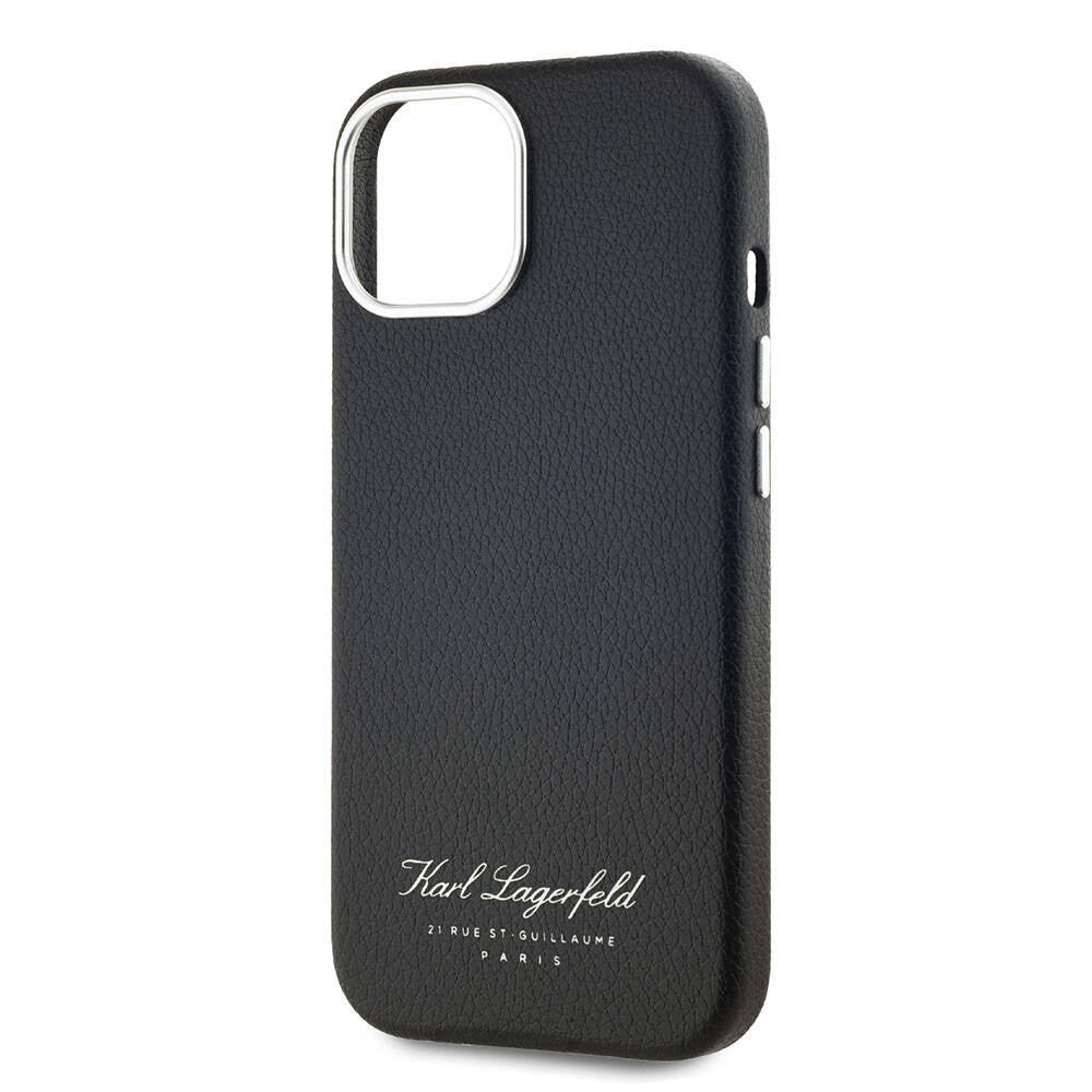Apple iPhone 15 Kılıf Karl Lagerfeld Orjinal Lisanslı KL Yazılı Hotel Kapak Gri