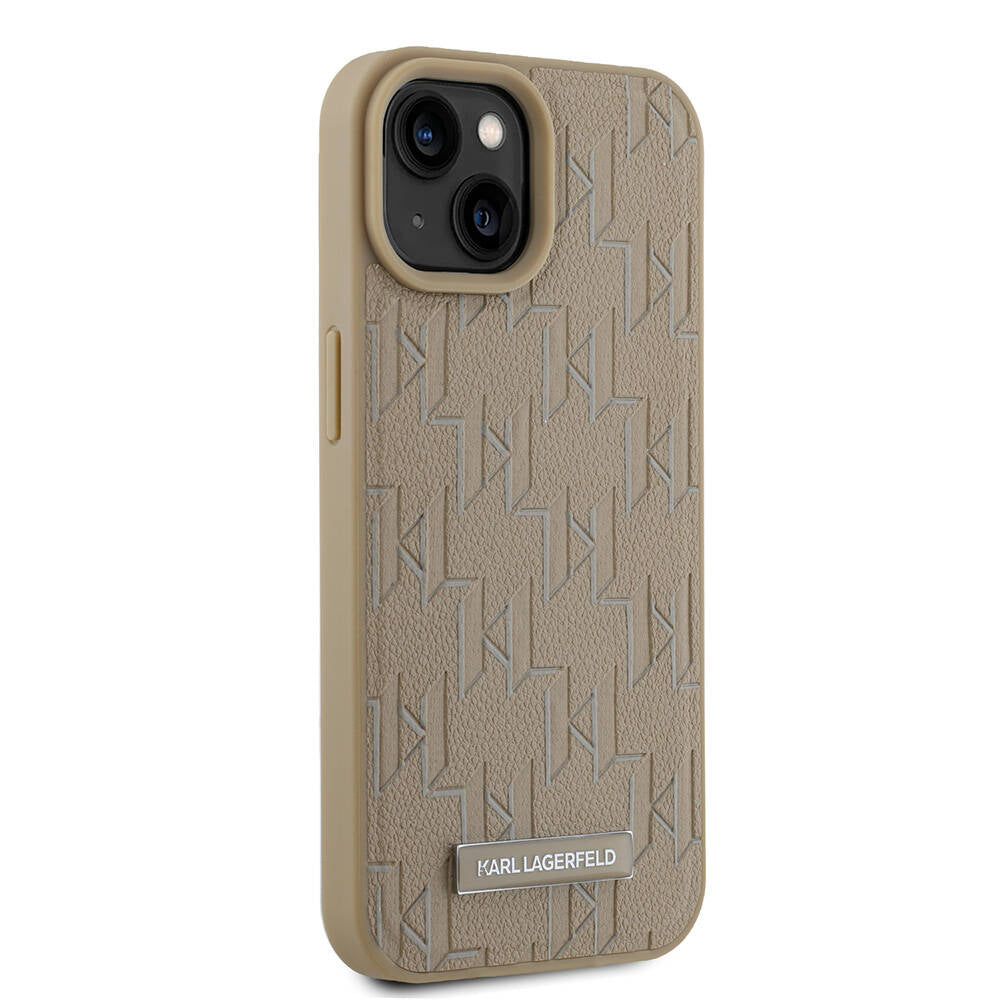 Apple iPhone 15 Kılıf Karl Lagerfeld Orjinal Lisanslı M-safe Şarj Özellikli KL Yazılı Hot Stamp Kapak Siyah