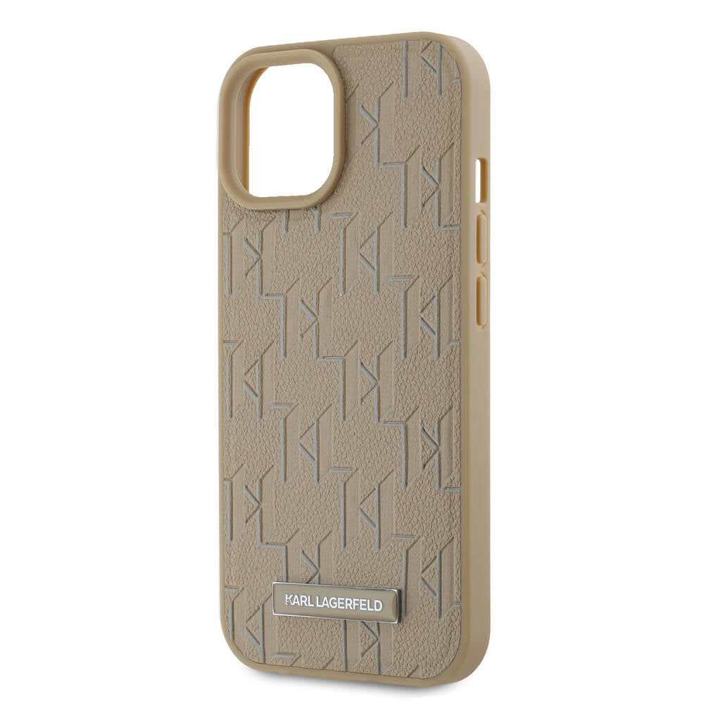 Apple iPhone 15 Kılıf Karl Lagerfeld Orjinal Lisanslı M-safe Şarj Özellikli KL Yazılı Hot Stamp Kapak Siyah