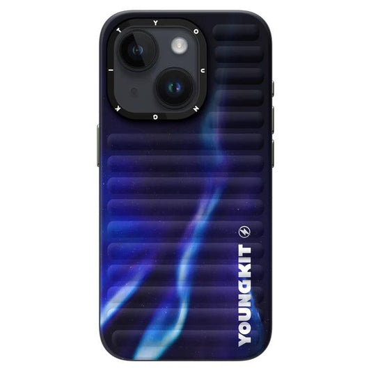 Apple iPhone 15 Kılıf Kuzey Işıkları Desenli Youngkit Aurora Serisi Kapak Yeşil