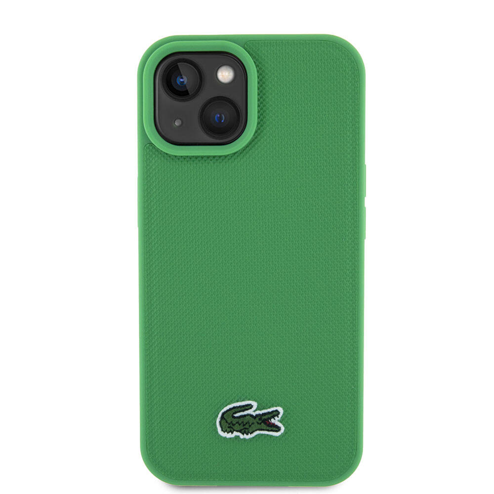 Apple iPhone 15 Kılıf Lacoste Orjinal Lisanslı PU Pike Desenli Arka Yüzey İkonik Timsah Dokuma Logolu Kapak Kırmızı