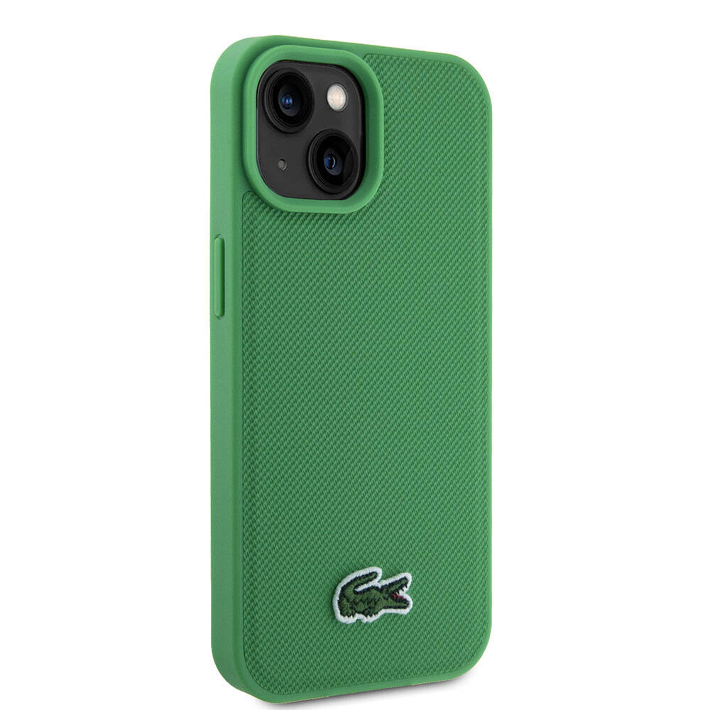 Apple iPhone 15 Kılıf Lacoste Orjinal Lisanslı PU Pike Desenli Arka Yüzey İkonik Timsah Dokuma Logolu Kapak Kırmızı
