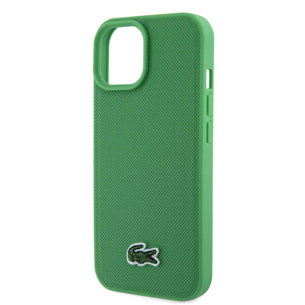 Apple iPhone 15 Kılıf Lacoste Orjinal Lisanslı PU Pike Desenli Arka Yüzey İkonik Timsah Dokuma Logolu Kapak Siyah