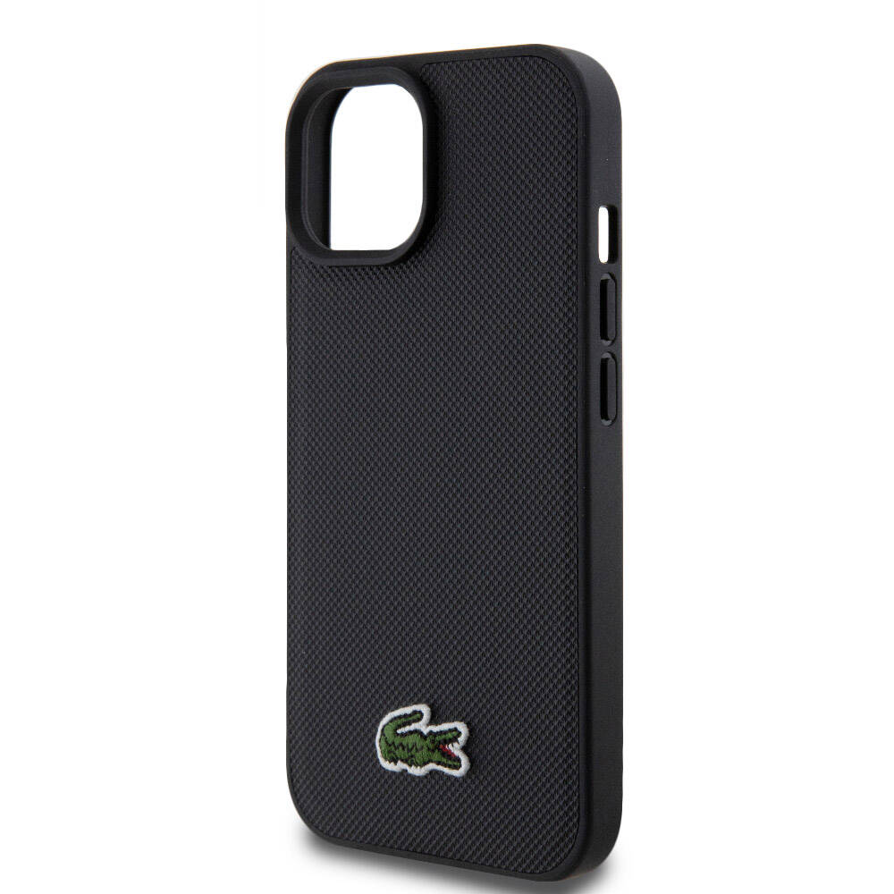 Apple iPhone 15 Kılıf Lacoste Orjinal Lisanslı PU Pike Desenli Arka Yüzey İkonik Timsah Dokuma Logolu Kapak Kırmızı