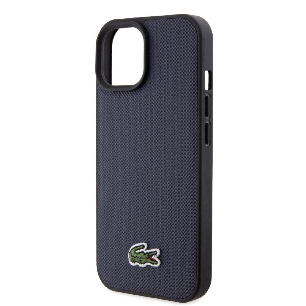 Apple iPhone 15 Kılıf Lacoste Orjinal Lisanslı PU Pike Desenli Arka Yüzey İkonik Timsah Dokuma Logolu Kapak Kırmızı