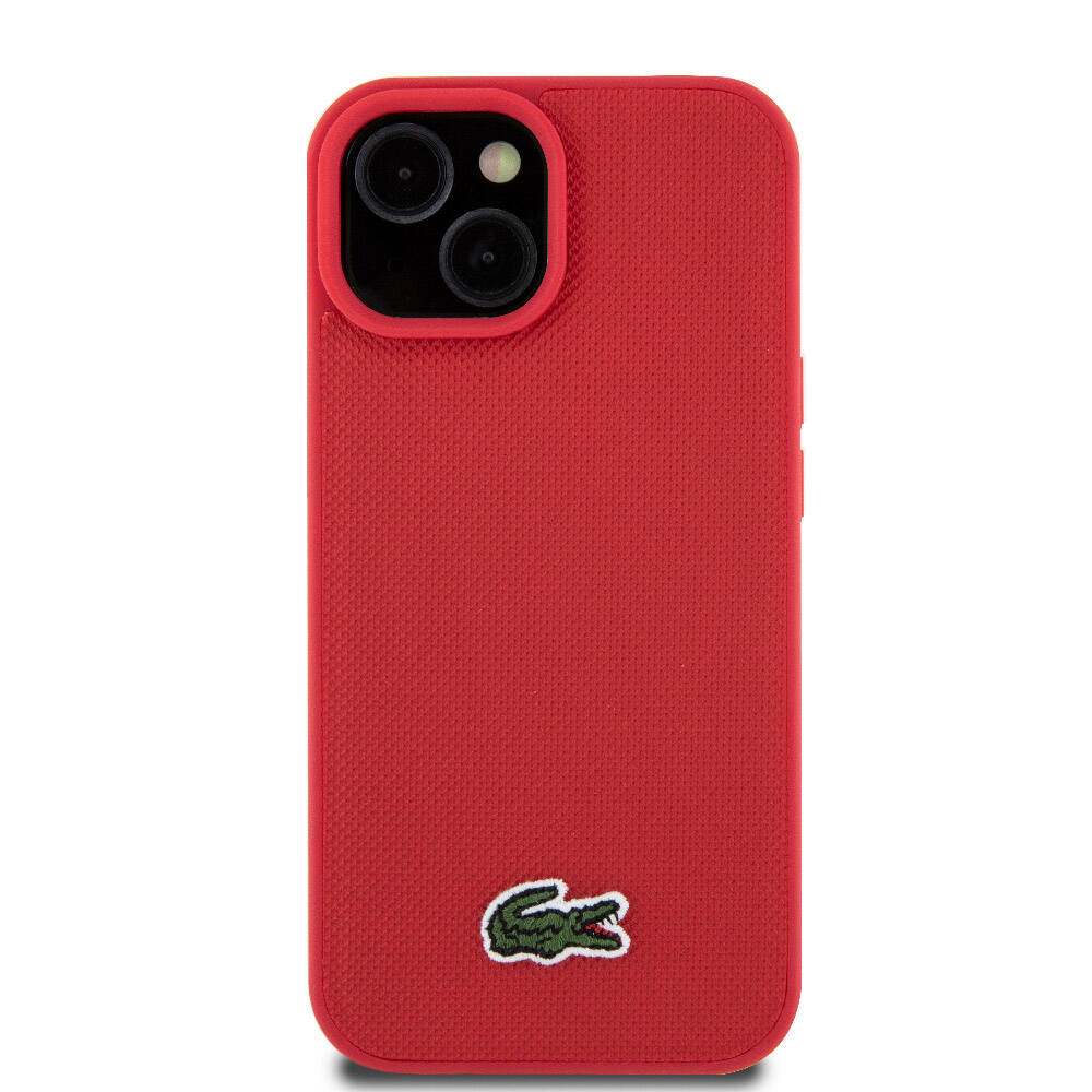Apple iPhone 15 Kılıf Lacoste Orjinal Lisanslı PU Pike Desenli Arka Yüzey İkonik Timsah Dokuma Logolu Kapak Siyah
