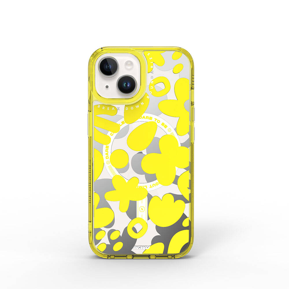 Apple iPhone 15 Kılıf M-safe Şarj Özellikli Boya Desenli Wiwu Fluorescent G Serisi Kapak Mor