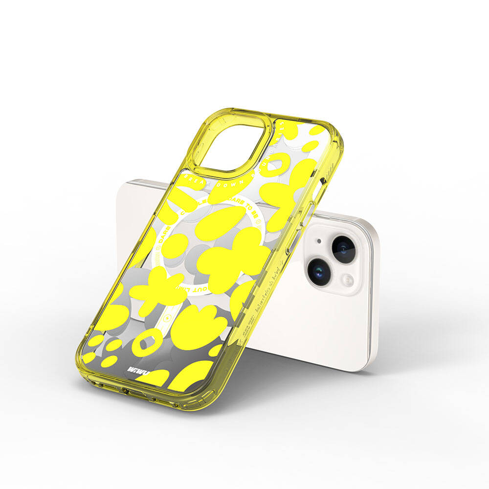 Apple iPhone 15 Kılıf M-safe Şarj Özellikli Boya Desenli Wiwu Fluorescent G Serisi Kapak Mor