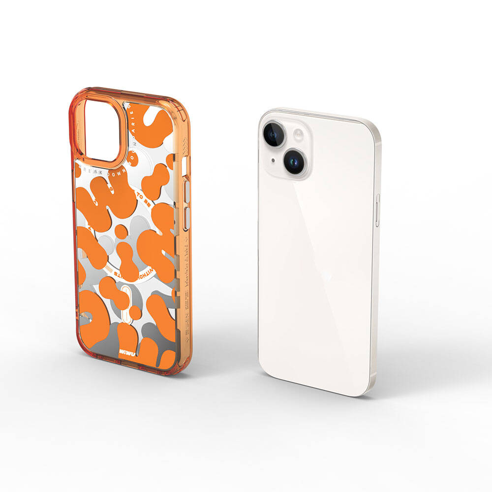 Apple iPhone 15 Kılıf M-safe Şarj Özellikli Boya Desenli Wiwu Fluorescent G Serisi Kapak Mor