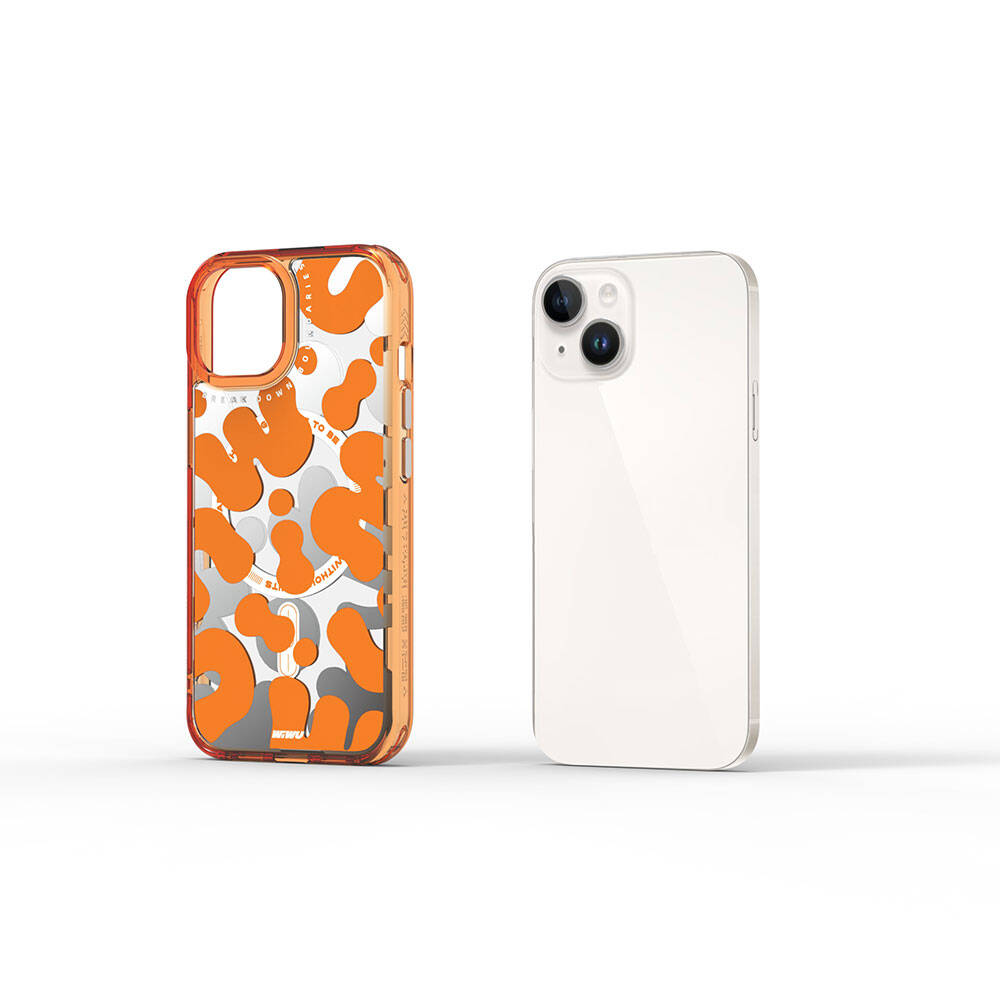 Apple iPhone 15 Kılıf M-safe Şarj Özellikli Boya Desenli Wiwu Fluorescent G Serisi Kapak Mor