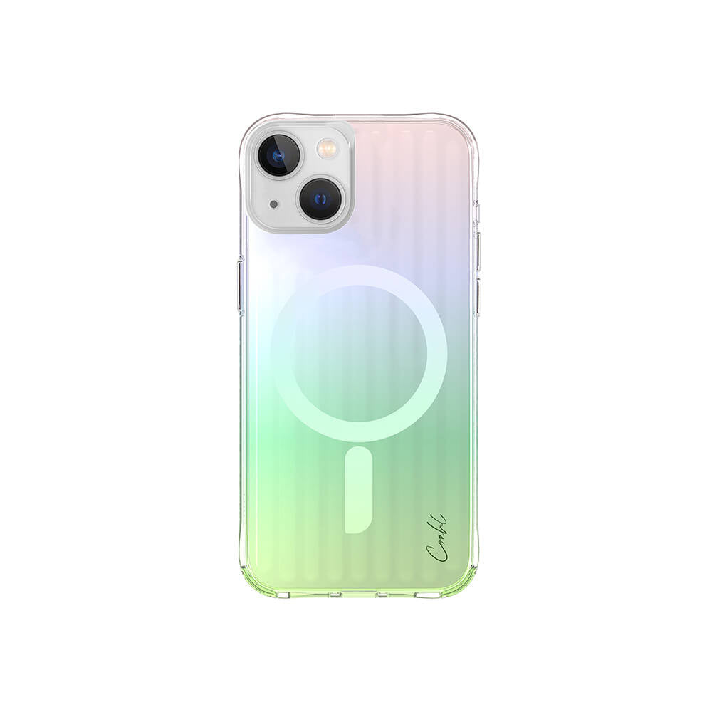Apple iPhone 15 Kılıf M-safe Şarj Özellikli Parlayan Arka Yüzey Coehl Linear Kapak Yeşil
