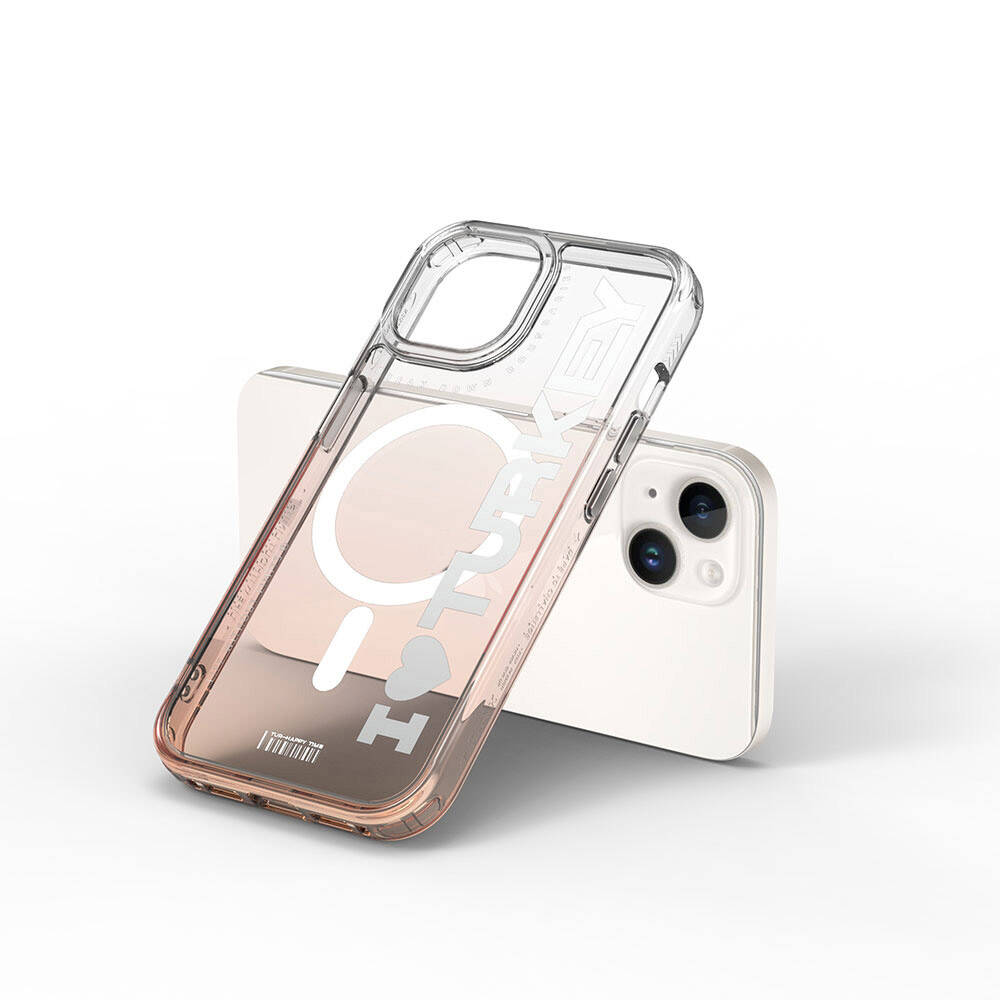 Apple iPhone 15 Kılıf M-safe Şarj Özellikli Transparan Renk Geçişli Wiwu Turkey C Serisi Kapak Yeşil