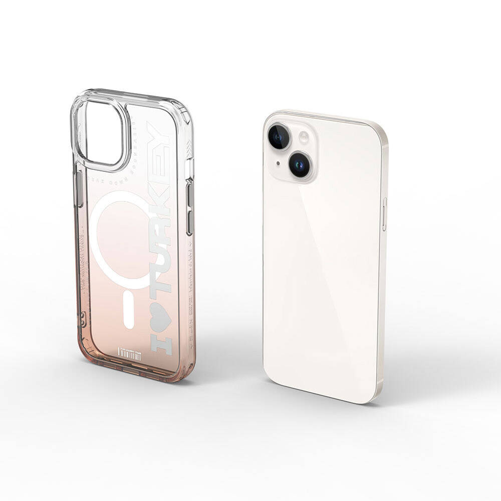 Apple iPhone 15 Kılıf M-safe Şarj Özellikli Transparan Renk Geçişli Wiwu Turkey C Serisi Kapak Yeşil
