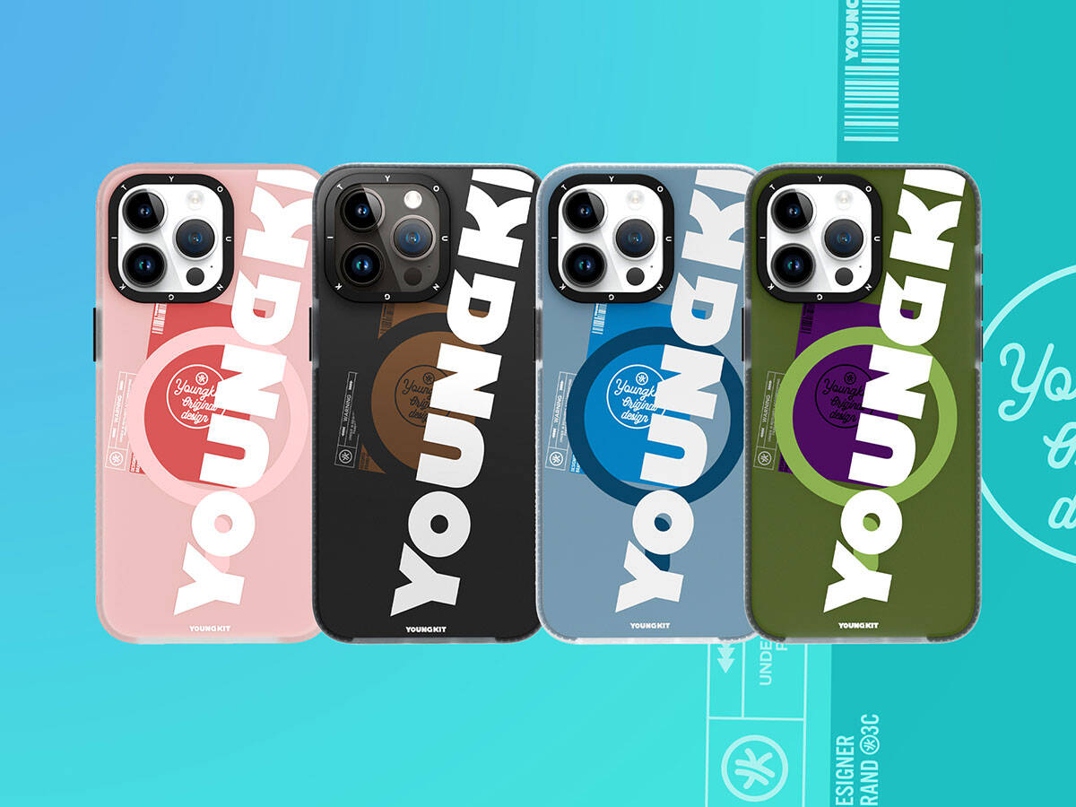 Apple iPhone 15 Kılıf M-safe Şarj Özellikli Youngkit Binfen Serisi Yazı Temalı Kapak Siyah