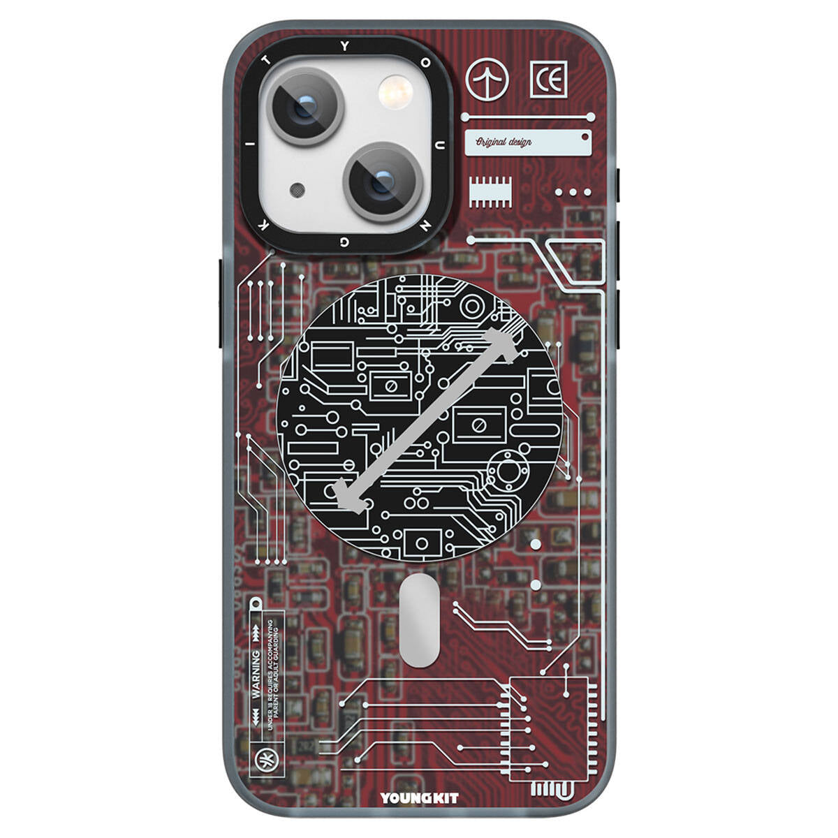 Apple iPhone 15 Kılıf M-safe Şarj Özellikli YoungKit Technology Serisi Kapak Kırmızı