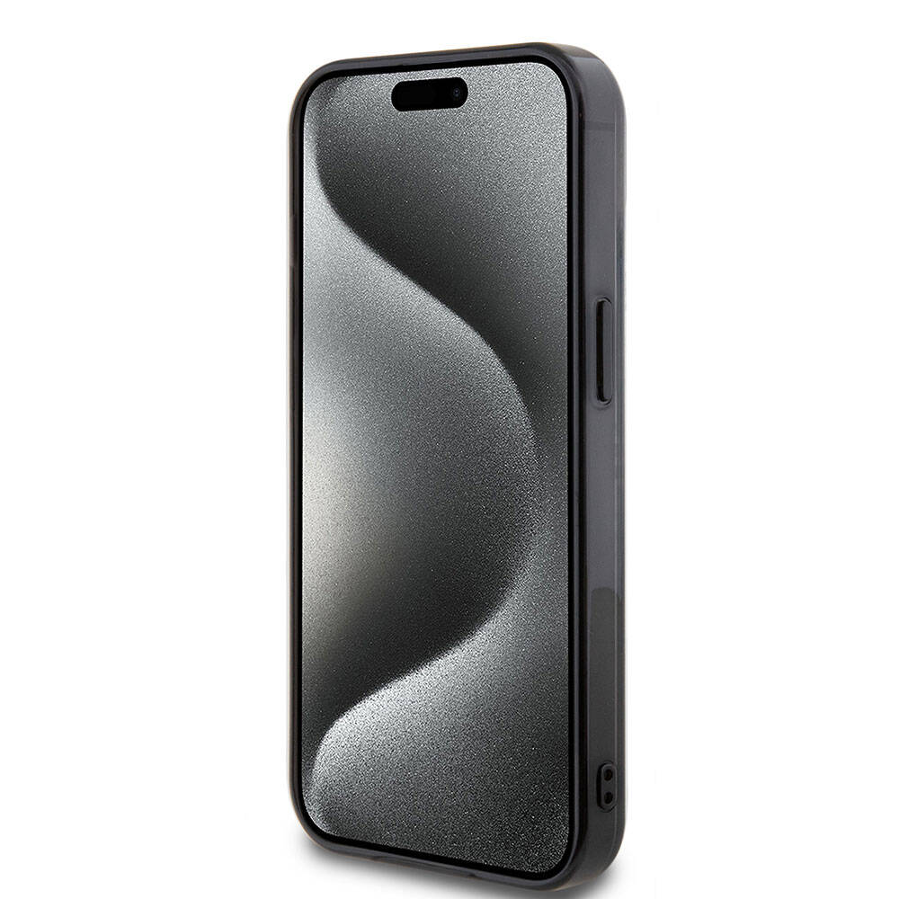 Apple iPhone 15 Kılıf Mercedes Benz Orjinal Lisanslı M-safe Şarj Özellikli Çift Katmanlı Paralel Çizgi Desenli Kapak Siyah