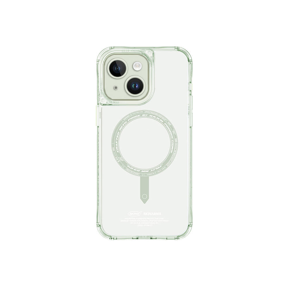 Apple iPhone 15 Kılıf SkinArma Şeffaf Airbag Tasarımlı M-safe Şarj Özellikli Saido Kapak Renksiz