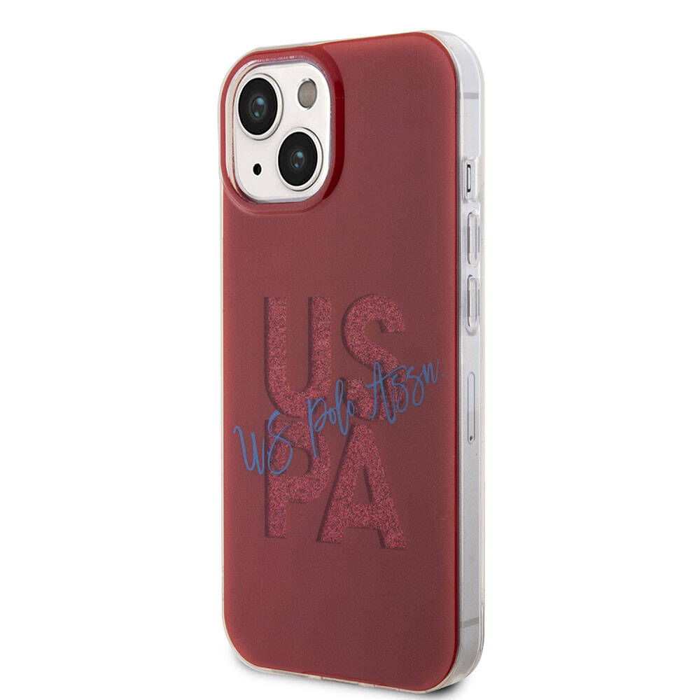 Apple iPhone 15 Kılıf U.S. Polo Assn. Orjinal Lisanslı Simli Parlak Alfabe Tasarım Kapak Mavi