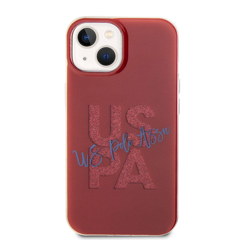 Apple iPhone 15 Kılıf U.S. Polo Assn. Orjinal Lisanslı Simli Parlak Alfabe Tasarım Kapak Mavi