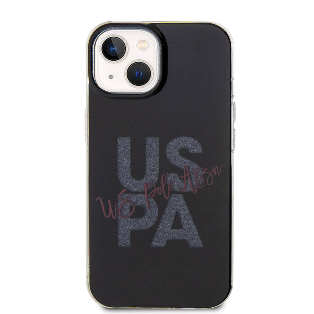 Apple iPhone 15 Kılıf U.S. Polo Assn. Orjinal Lisanslı Simli Parlak Alfabe Tasarım Kapak Lacivert