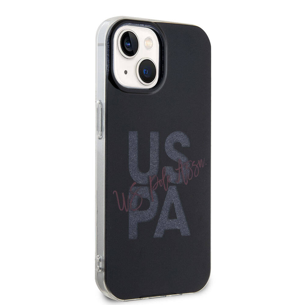 Apple iPhone 15 Kılıf U.S. Polo Assn. Orjinal Lisanslı Simli Parlak Alfabe Tasarım Kapak Mavi