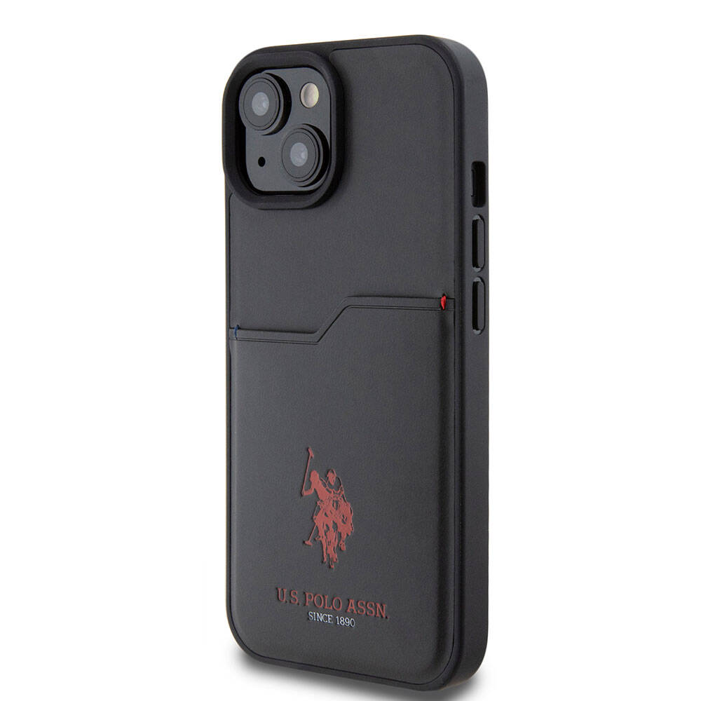Apple iPhone 15 Kılıf U.S. Polo Assn. Orjinal Lisanslı Baskı Logolu PU Kartlıklı Kapak Kırmızı