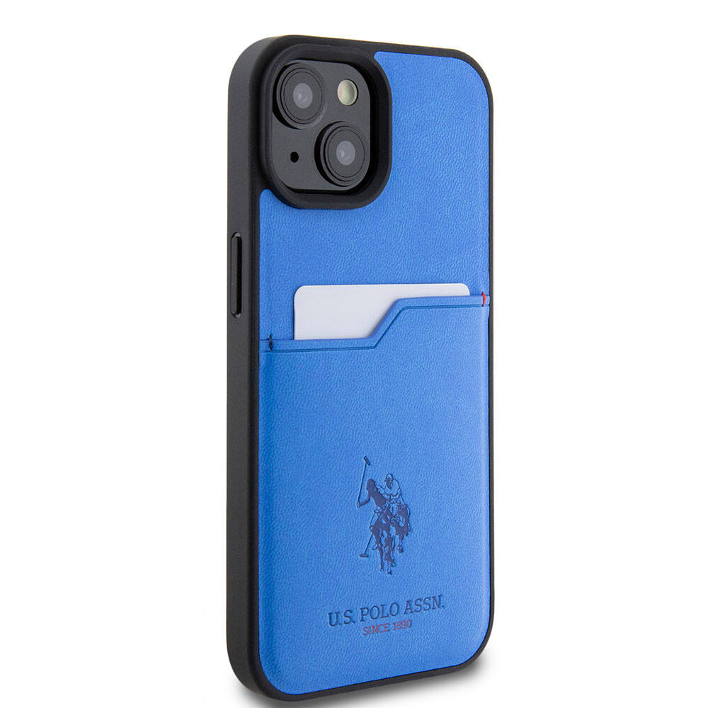 Apple iPhone 15 Kılıf U.S. Polo Assn. Orjinal Lisanslı Baskı Logolu PU Kartlıklı Kapak Siyah