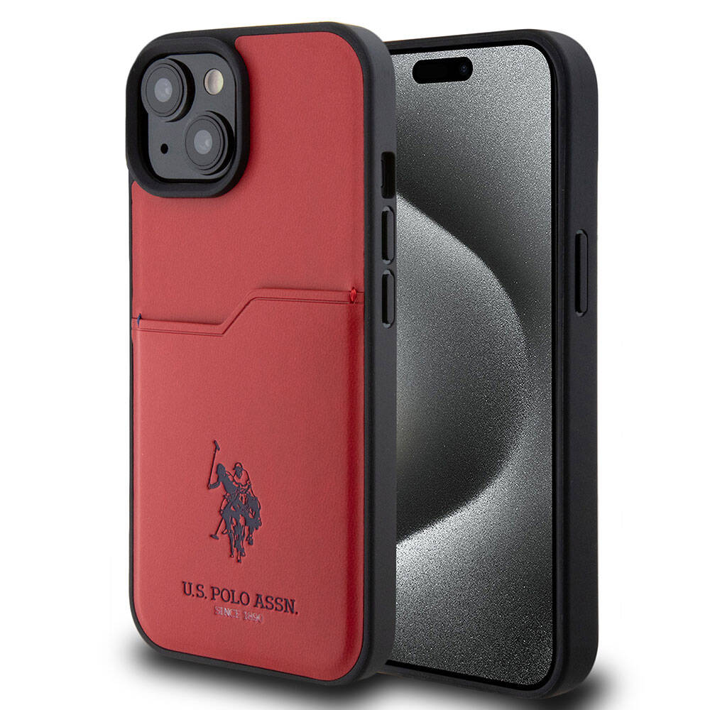 Apple iPhone 15 Kılıf U.S. Polo Assn. Orjinal Lisanslı Baskı Logolu PU Kartlıklı Kapak Siyah