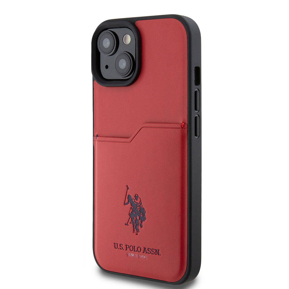 Apple iPhone 15 Kılıf U.S. Polo Assn. Orjinal Lisanslı Baskı Logolu PU Kartlıklı Kapak Siyah