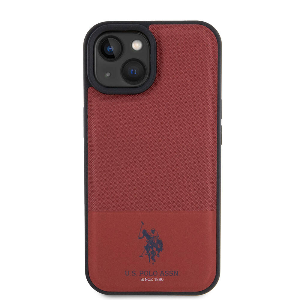 Apple iPhone 15 Kılıf U.S. Polo Assn. Orjinal Lisanslı Suni Deri Arka Yüzey Baskı Logolu Örgü Desenli Kapak Yeşil