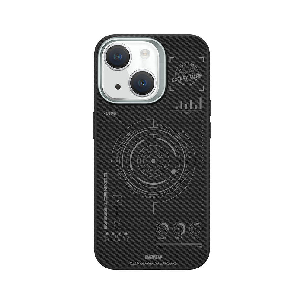 Apple iPhone 15 Kılıf Wiwu HHX-016 Karbon Fiber 600D Mars Kevlar Kapak Siyah