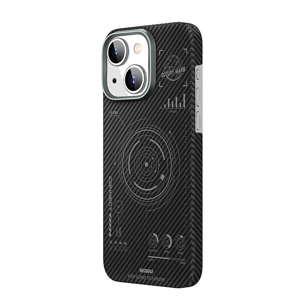 Apple iPhone 15 Kılıf Wiwu HHX-016 Karbon Fiber 600D Mars Kevlar Kapak Siyah