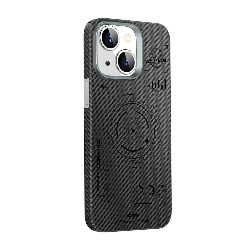 Apple iPhone 15 Kılıf Wiwu HHX-016 Karbon Fiber 600D Mars Kevlar Kapak Siyah
