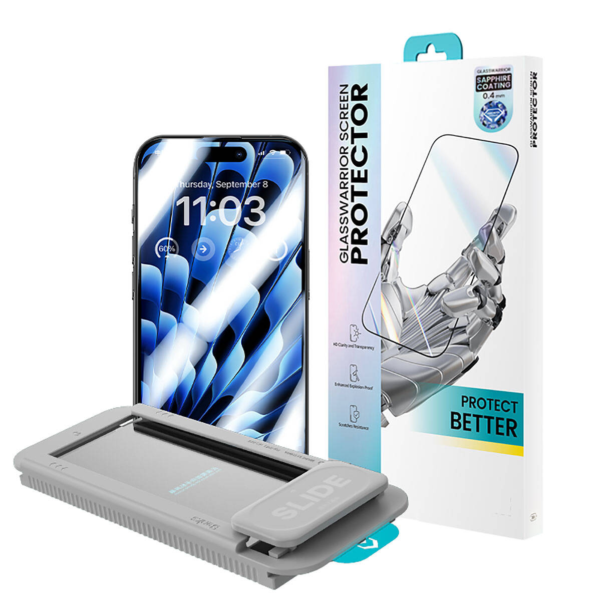 Apple iPhone 15 Plus Benks Glass Warrior Safir Coating Ekran Koruyucu + Kolay Uygulama Aparatlı