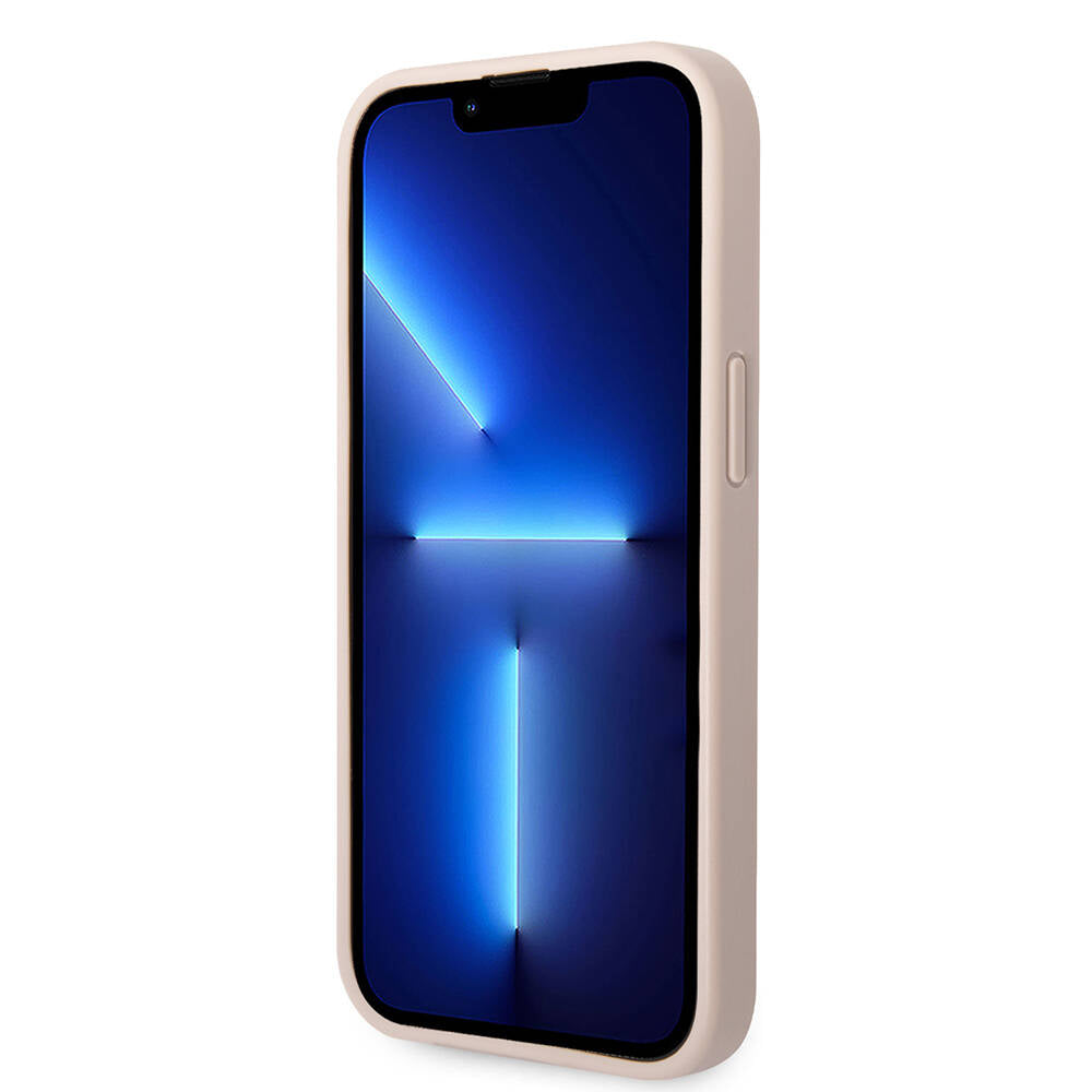 Apple iPhone 15 Plus Kılıf Guess Orjinal Lisanslı PU Deri Yazı ve 4G Metal Logolu Desenli Kapak Gri