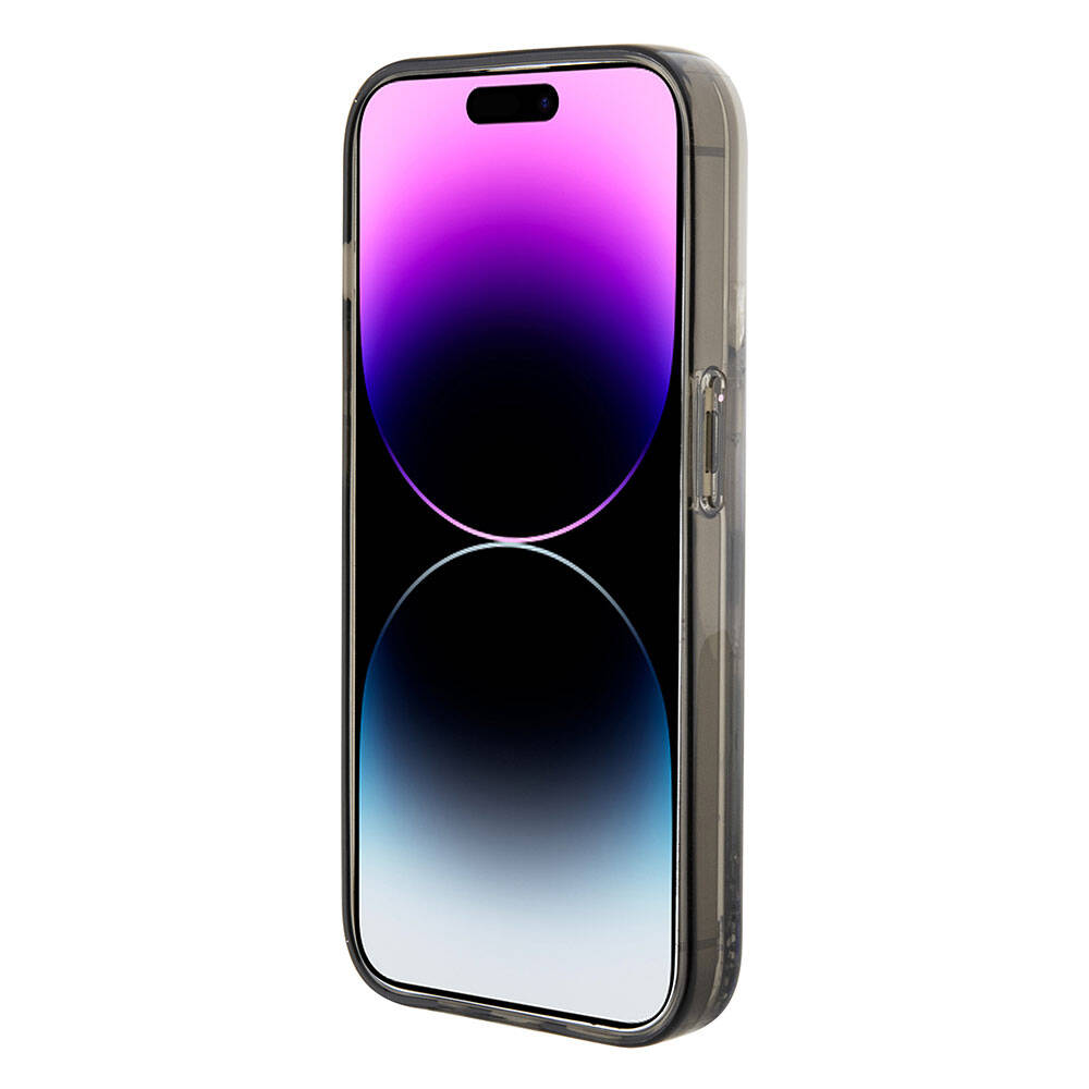 Apple iPhone 15 Plus Kılıf Karl Lagerfeld İkonik Sıvılı Glitter Orjinal Lisanslı Kapak Renksiz