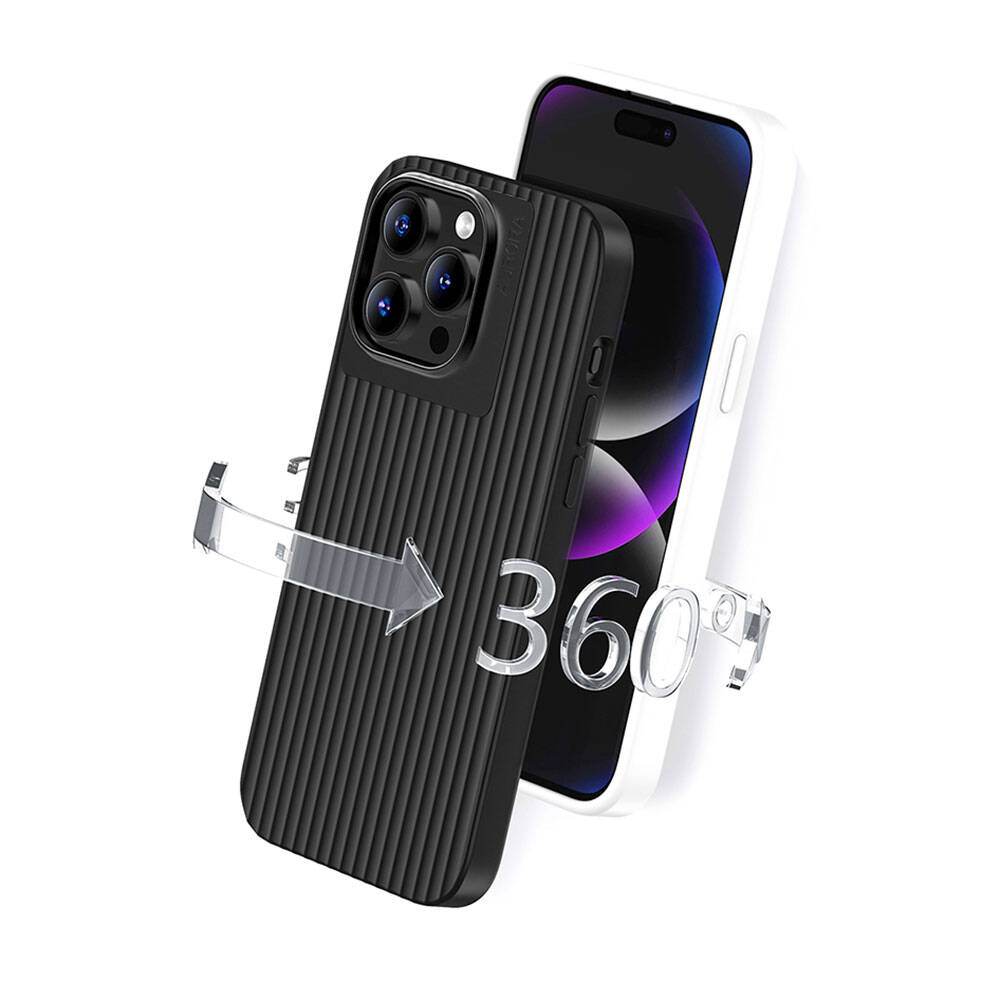 Apple iPhone 15 Plus Kılıf Recci Aurora Serisi M-safe Şarj Özellikli Kapak Siyah