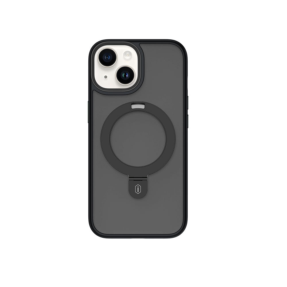 Apple iPhone 15 Plus Kılıf Wiwu ZMM-010 M-safe Şarj Özellikli Mat Arka Yüzey Standlı Kapak Mavi
